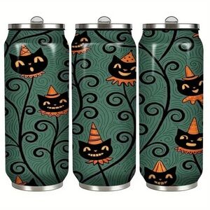 New Vintage Halloween Cat Steel Tumbler